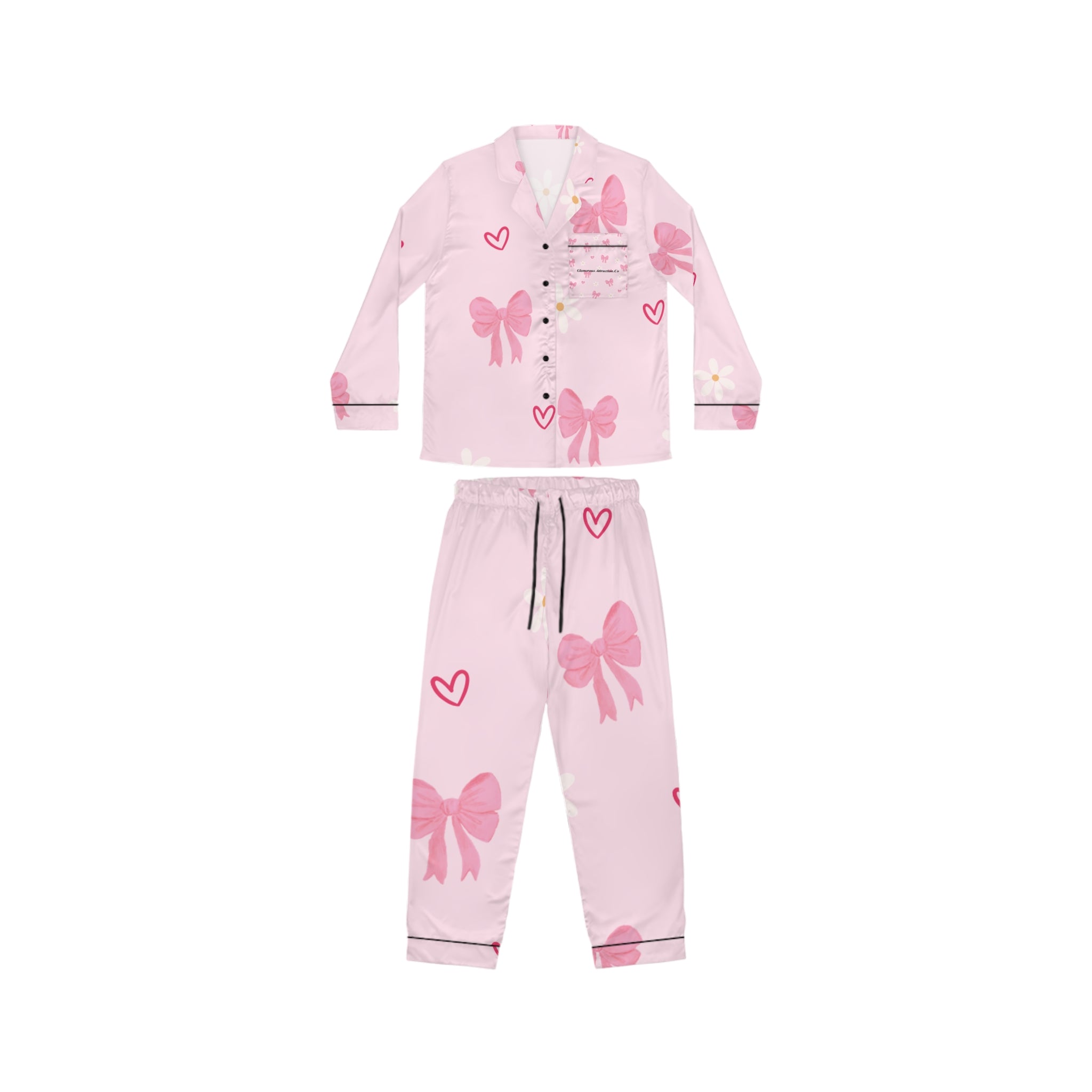 Charming Women's Satin Pajamas with Bows