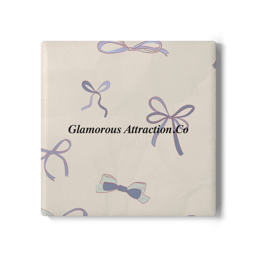 Bow Chic Ceramic Coaster — Elegant Bow Accent for Tabletop Decor