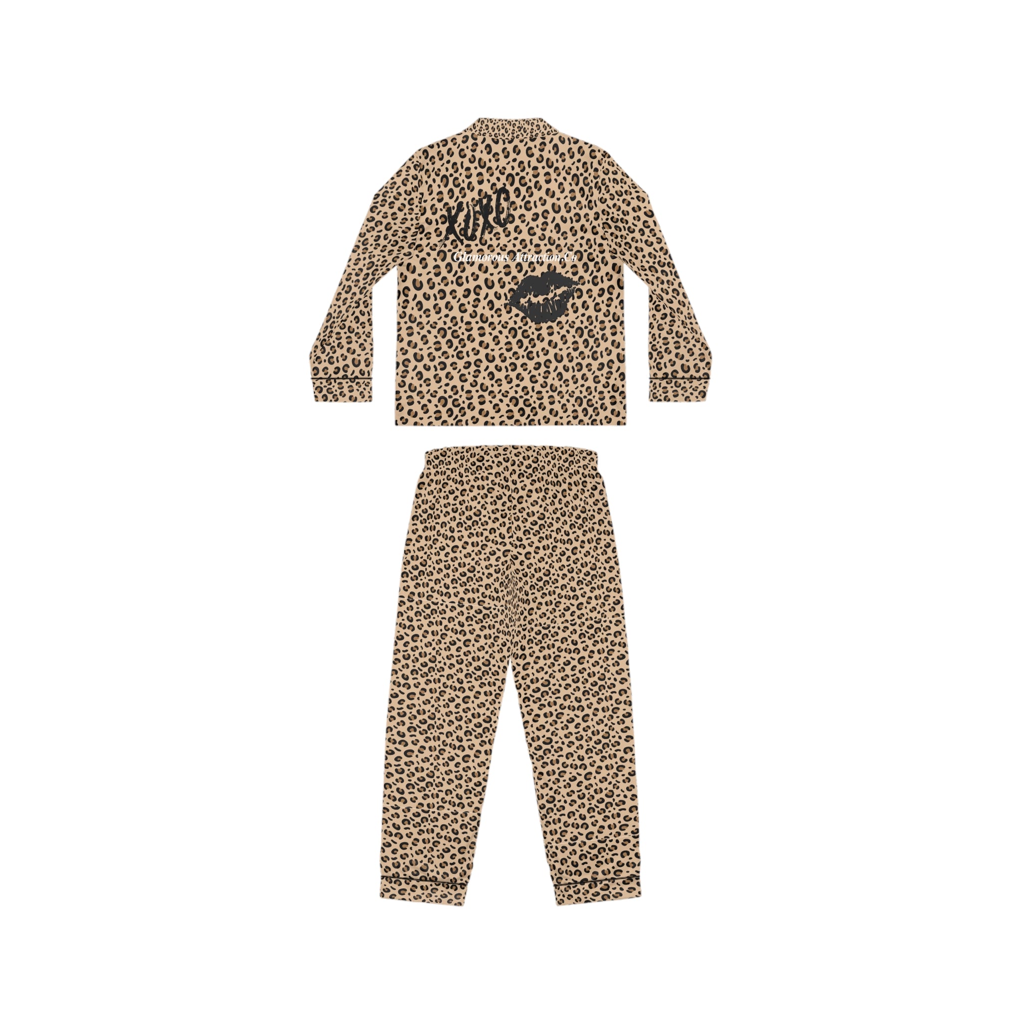 Chic Leopard Print Satin Pajamas Set