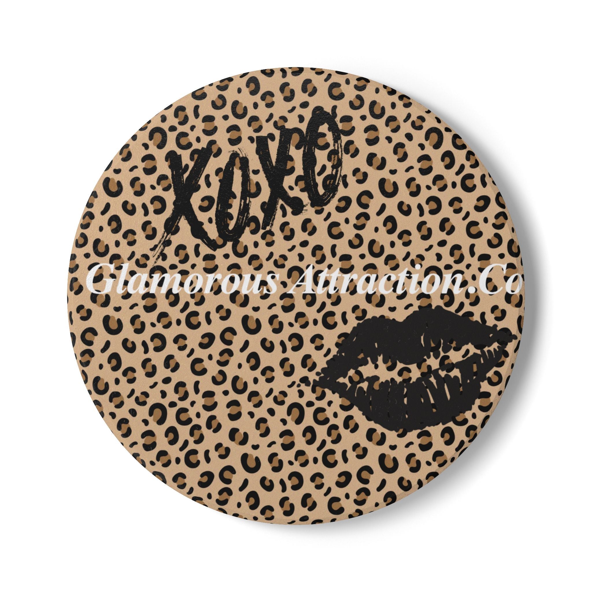 Ceramic Coaster - Glamorous Leopard Print Kiss XOXO Collection