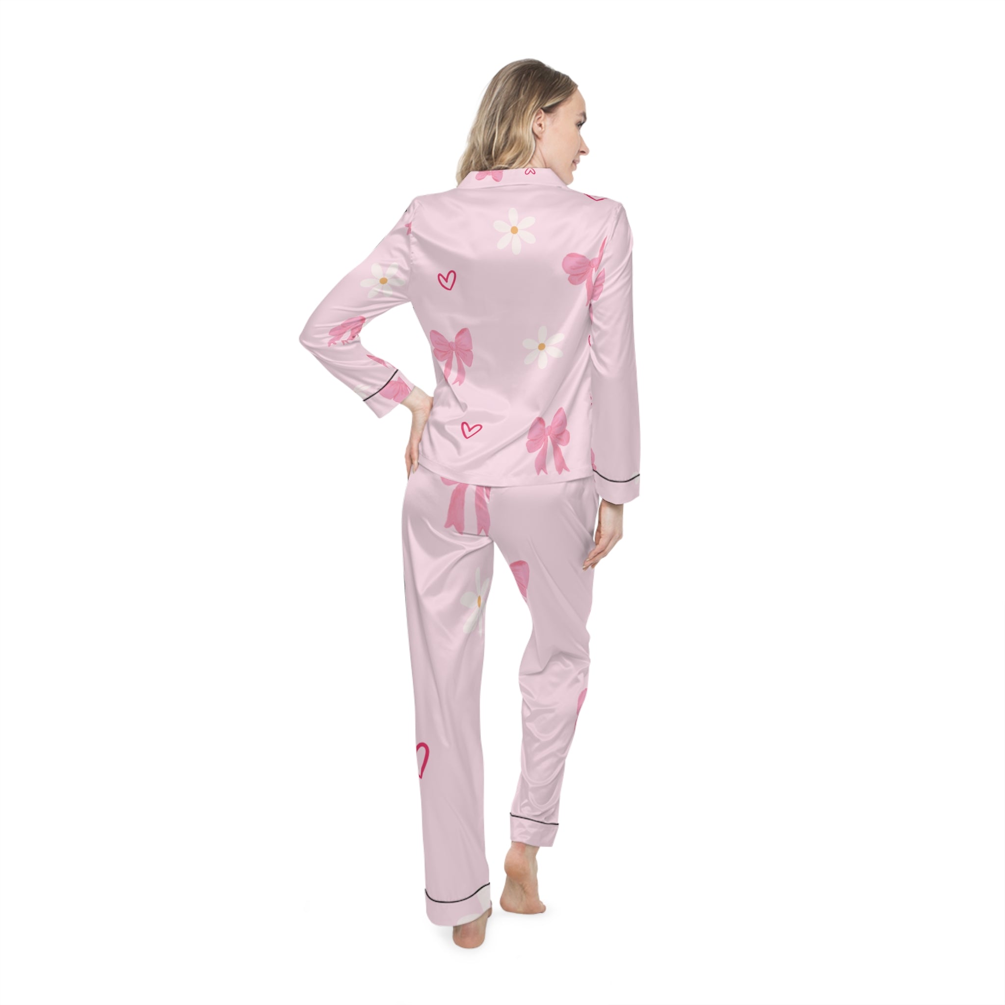 Charming Women's Satin Pajamas with Bows