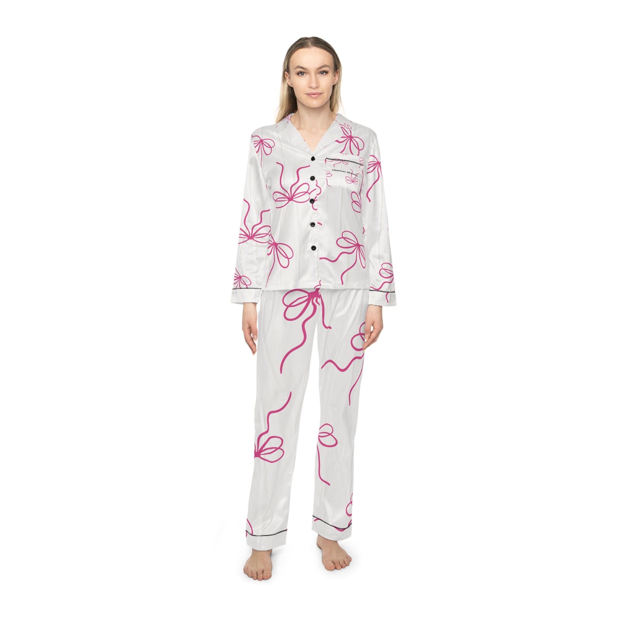 Bow Chic Collection Satin Pajamas for Women
