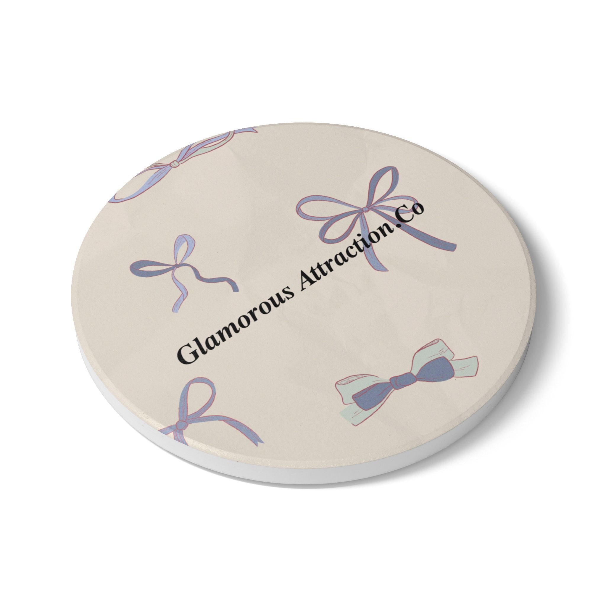 Bow Chic Ceramic Coaster — Elegant Bow Accent for Tabletop Decor