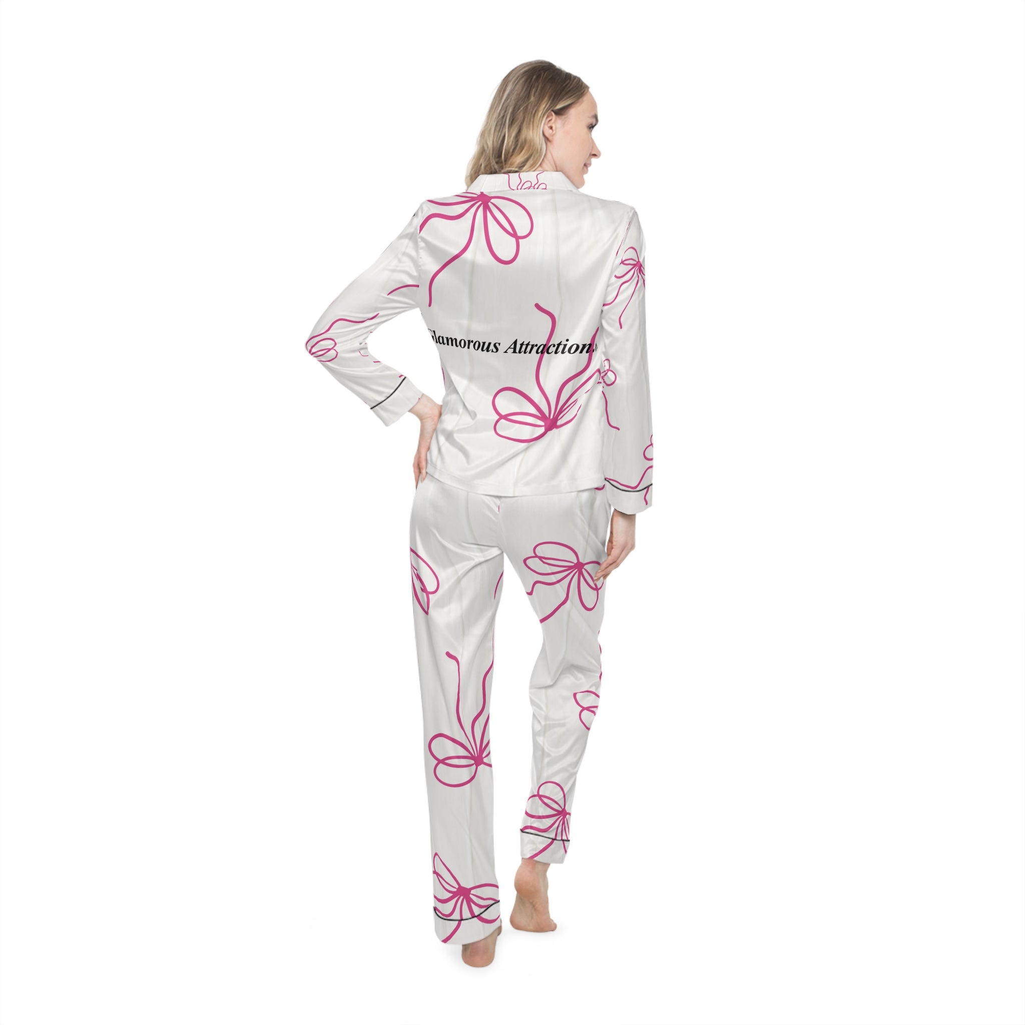 Bow Chic Collection Satin Pajamas for Women