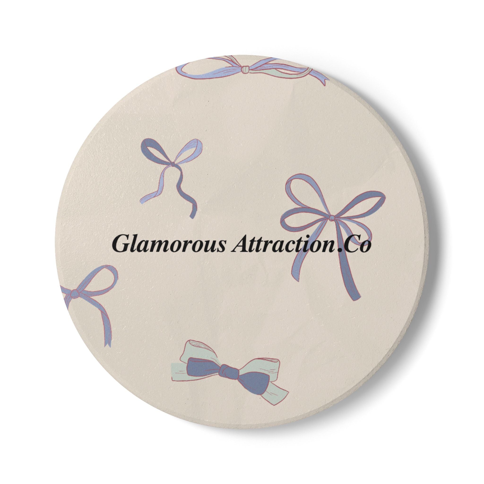 Bow Chic Ceramic Coaster — Elegant Bow Accent for Tabletop Decor