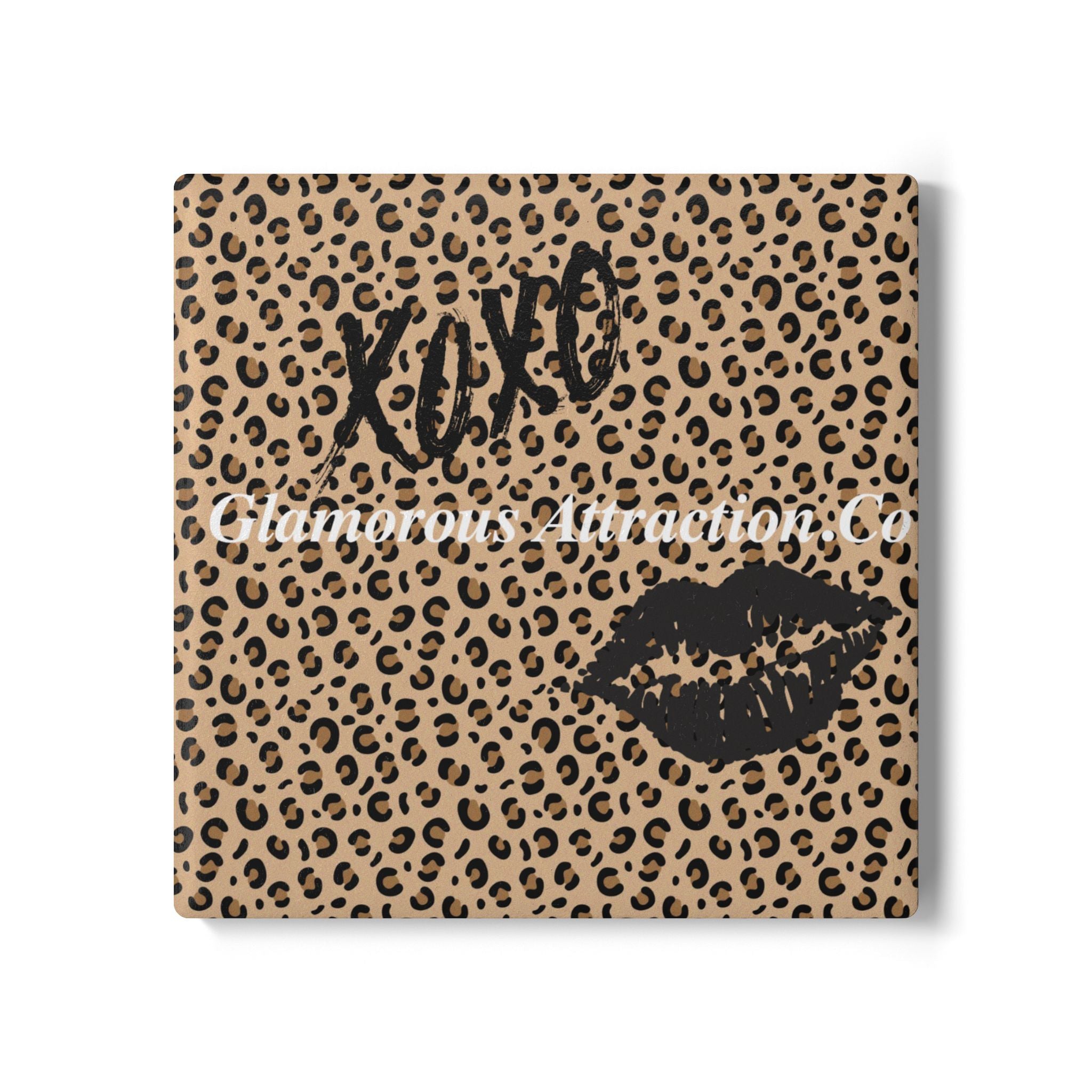 Ceramic Coaster - Glamorous Leopard Print Kiss XOXO Collection